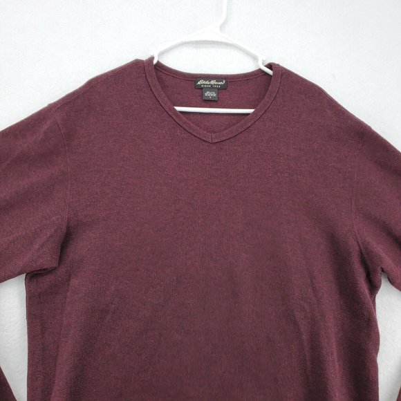 EDDIE BAUER Sweater Men's Long Sleeve V-Neck 100% Cotton Purple Size Large - Picture 6 of 12